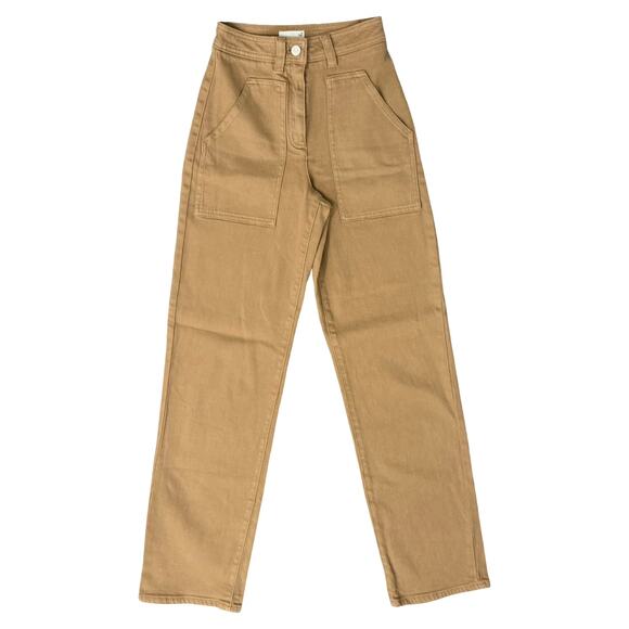 Wilfred Free Brown Tan Ryley Straight Leg High Waist Twill Utility Pants size 00 - Picture 1 of 8
